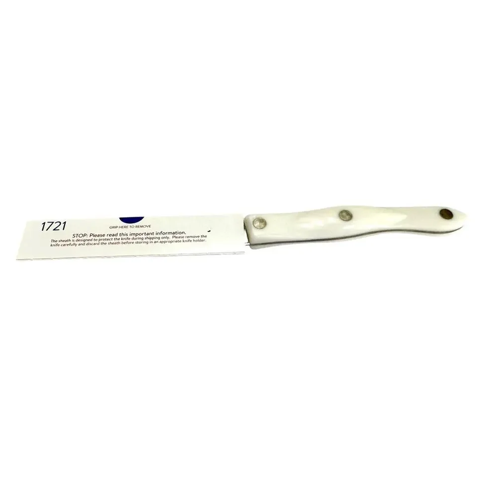 Cutco 1721 KQ Trimmer Knife Pearl White Handle Double-D Edge USA + Sleeve